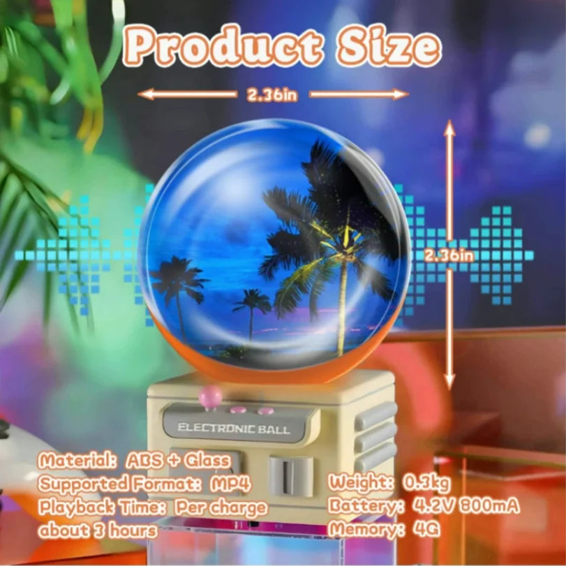 Memory Video Crystal Ball Art Glass Ball Lamp Spherical Pixel Display 2.7 Inchs Screen 4GB Videos Player for Wedding/Anniversary